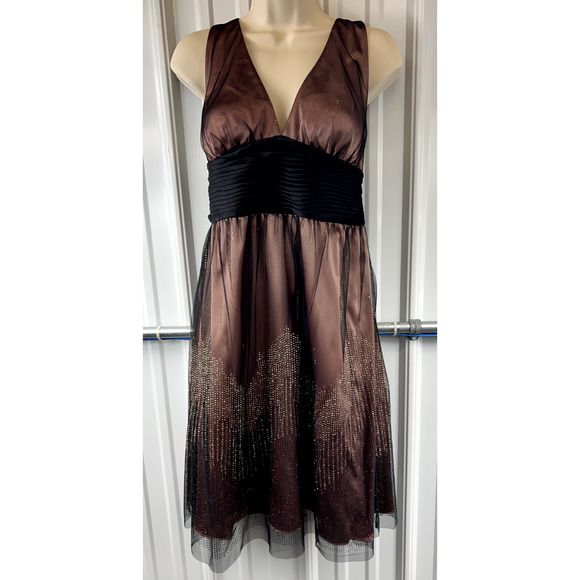 Y2K Adrianna Papell Black Mesh Tulle‎ Dress Sz 10 Whimsygoth Coquette Fairycore - Picture 1 of 15